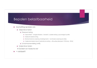 Bepalen belastbaarheid
 

Inschatting op basis van
 

Objectieve testen
 

Preseason testing
 
 

Biomechanische screening (malalingnments – functionele screening (bv.FMS))

 

 

Medische beeldvorming

 

 

Gezondheid – voorgeschiedenis / tandarts / cardiale testing / psychologisch profiel

Fysieke kenmerken (kracht (isokinetische testing – uithouding (drempels / VO2max) – ROM)

Lichaamssamenstelling (vet%)

Subjectieve testen

 Oordeel van medische staf
 

= variabel!!!

 