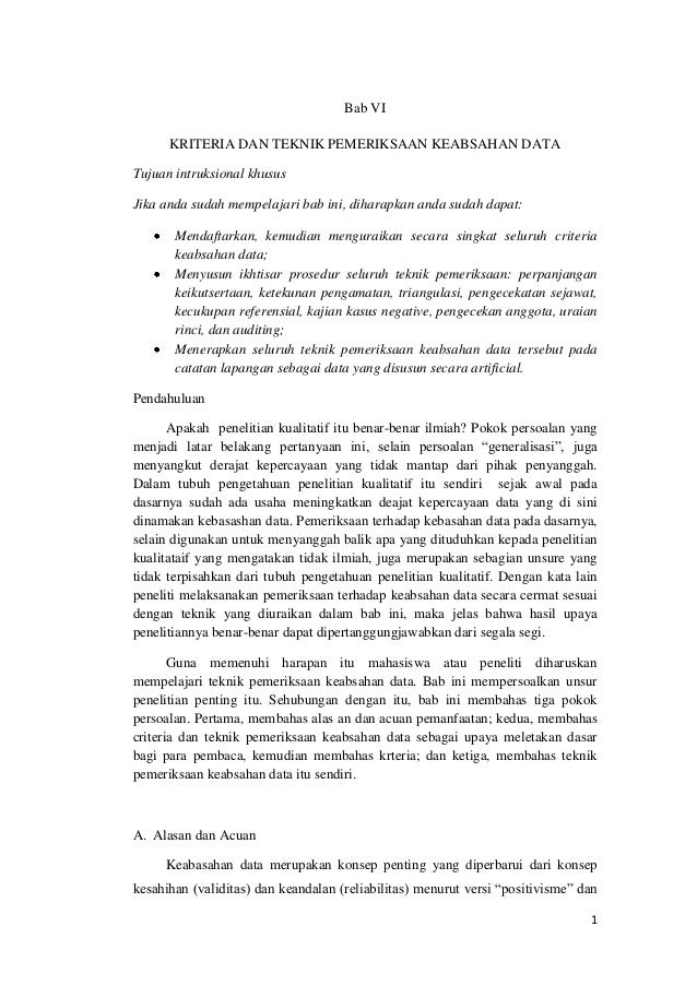 Kriteria Dan Teknik Pemeriksaan Keabsahan Data