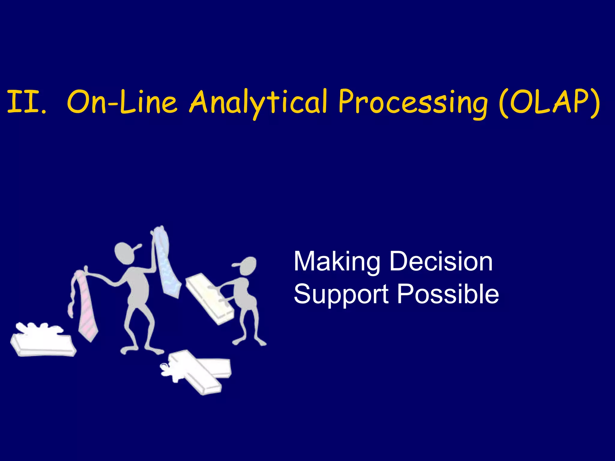 II. On-Line Analytical Processing (OLAP)
Making Decision
Support Possible
 
