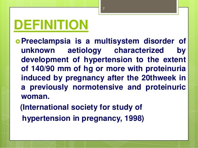 Meaning of pre eclampsia