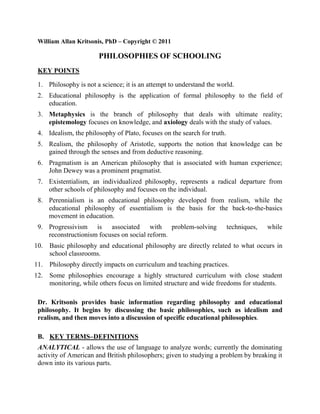 Philosophy Inventory by William Allan Kritsonis, PhD