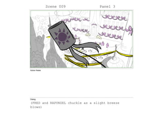 Scene 009 Panel 3
Action Notes
Dialog
(FRED and RAPUNZEL chuckle as a slight breeze
blows)
 
