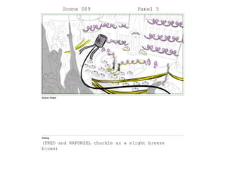 Scene 009 Panel 5
Action Notes
Dialog
(FRED and RAPUNZEL chuckle as a slight breeze
blows)
 