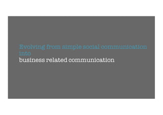 Evolving from simple social communication
into
business related communication