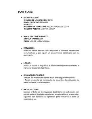 plan clases matematicas y español para segundo de primaria | DOCX