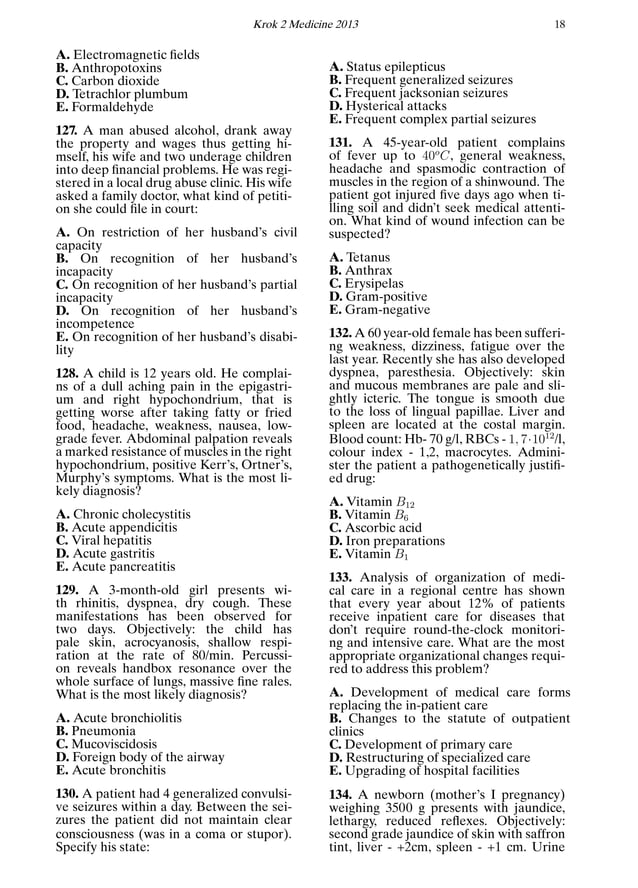 Krok 2 2013 Question Paper (General Medicine)