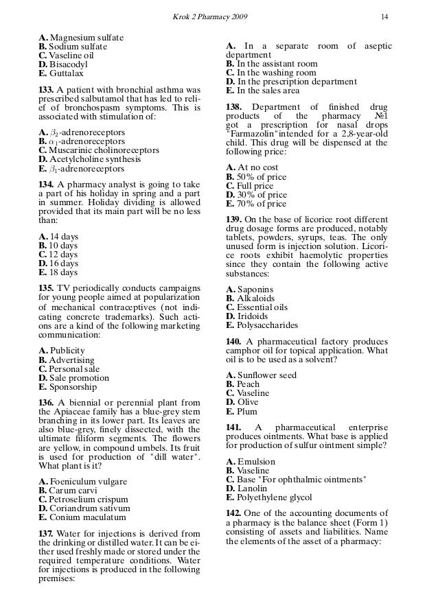 Krok 2 - 2009 Question Paper (Pharmacy) Krok 2 - 2009 Question Paper (Pharmacy)