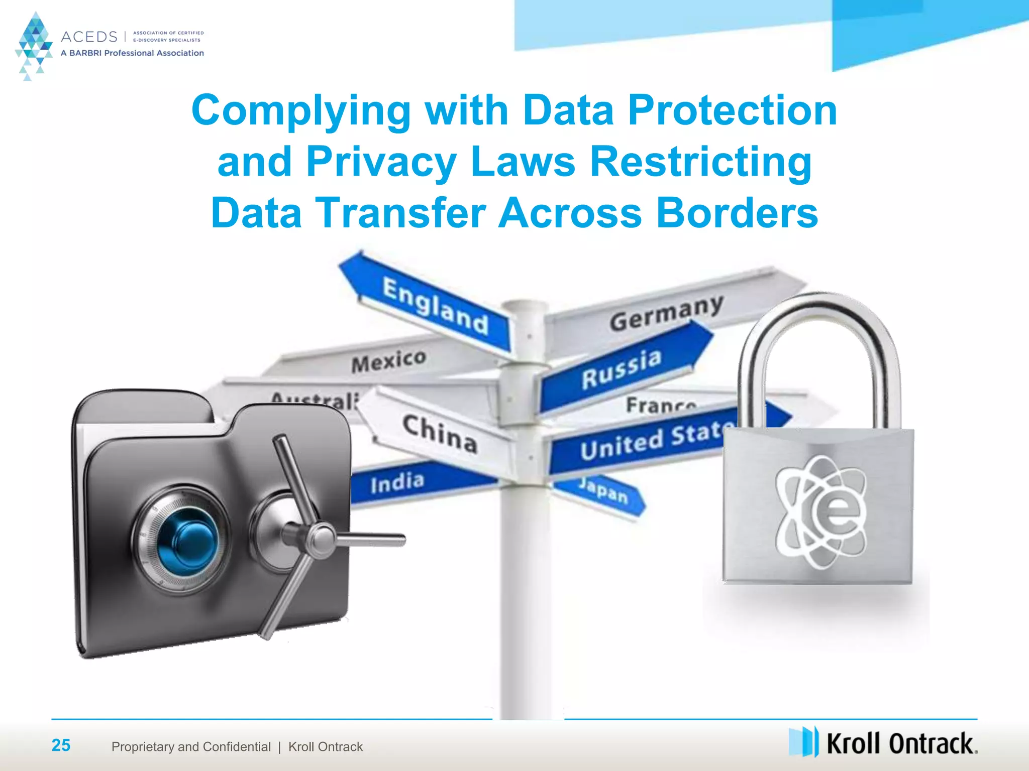 Proprietary and Confidential | Kroll Ontrack25
Complying with Data Protection
and Privacy Laws Restricting
Data Transfer Across Borders
 