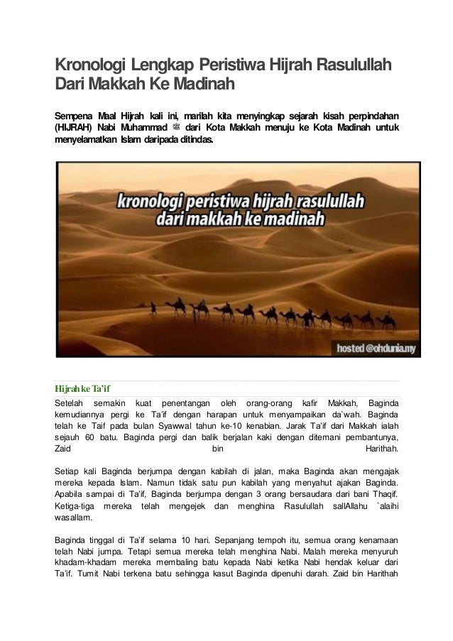 Kronologi lengkap peristiwa hijrah rasulullah dari makkah 