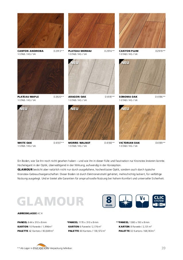 Karton Laminatboden Kronotex Serie Exquisit; 8 mm stark; D 3070 Nussbaum Toskana; AC 4; V4; 1-Stab; 2,131 m/²