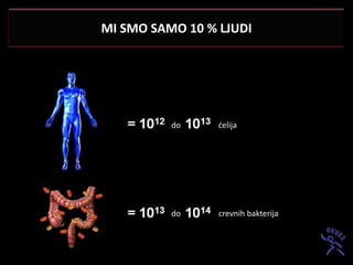 MI SMO SAMO 10 % LJUDI




          do     delija




          do     crevnih bakterija
 