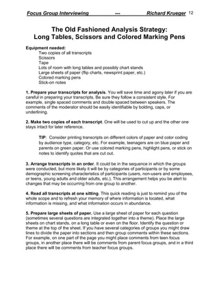 Highlighting Transcript Color Chart Krueger Focus Group Research | PDF
