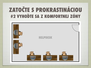 ZATOČTE S PROKRASTINÁCIOU
#2 VYHOĎTE SA Z KOMFORTNEJ ZÓNY



            HELPDESK
 