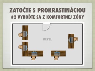 ZATOČTE S PROKRASTINÁCIOU
#2 VYHOĎTE SA Z KOMFORTNEJ ZÓNY



             DEVEL
 
