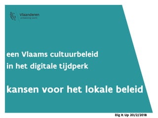 een Vlaams cultuurbeleid
in het digitale tijdperk
kansen voor het lokale beleid
Dig It Up 20/2/2018
 