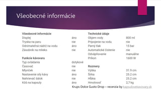 Všeobecné informácie
Krups Dolce Gusto Drop – recenzia by kapsulovekavovary.sk
 