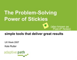 The Problem-Solving
Power of Stickies
                                     (also known as
                                ...