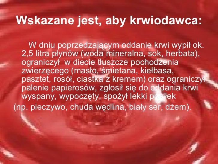 Głównym Składnikiem Osocza Krwi Jest Woda Prezentacja o krwiodawstwie