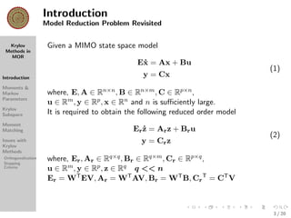 Krylov Subspace Methods in Model Order Reduction | PDF