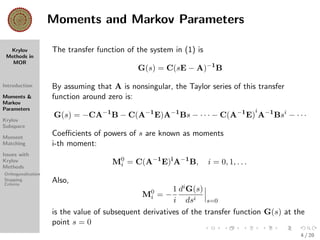 Krylov Subspace Methods in Model Order Reduction | PDF