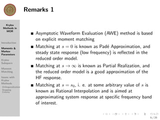 Krylov Subspace Methods in Model Order Reduction | PDF