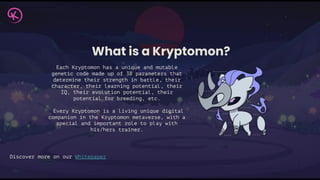 Kryptomon Kryptomon pitch deck: $10M Series A for NFT-based P2E gaming | PDF