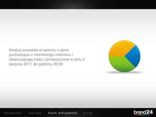 Analiza powstała w oparciu o dane pochodzące z monitoringu Internetu i obejmującego treści zamieszczone w dniu 2 sierpnia ...