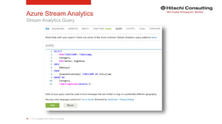 | © Copyright 2015 Hitachi Consulting79
Azure Stream Analytics
Stream Analytics Query
 