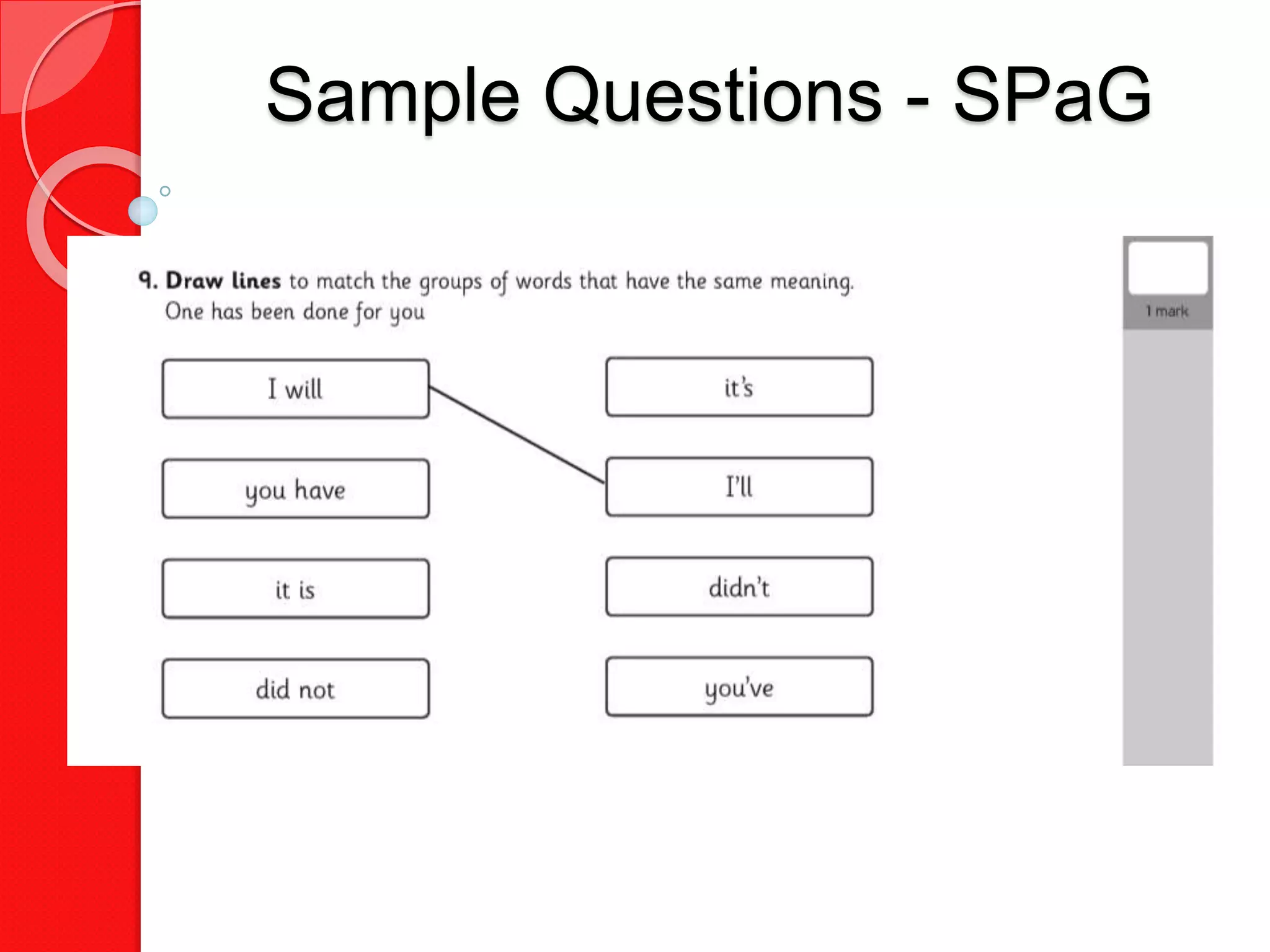 Sample Questions - SPaG
 