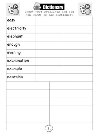 KS1 Word Bank Dictionary for primary schoolers | PDF