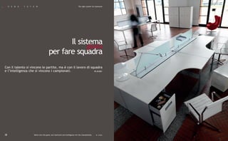 _   K    O   S   M   O   S   Y   S   T   E   M                                                  The right 'system' for teamwork




                                                                  Il sistema
                                                                        giusto
                                                           per fare squadra
    Con il talento si vincono le partite, ma è con il lavoro di squadra
    e l’intelligenza che si vincono i campionati.                 M.Jordan




    38                                   Talent wins the game, but teamwork and intelligence win the championship.     M. Jordan
 