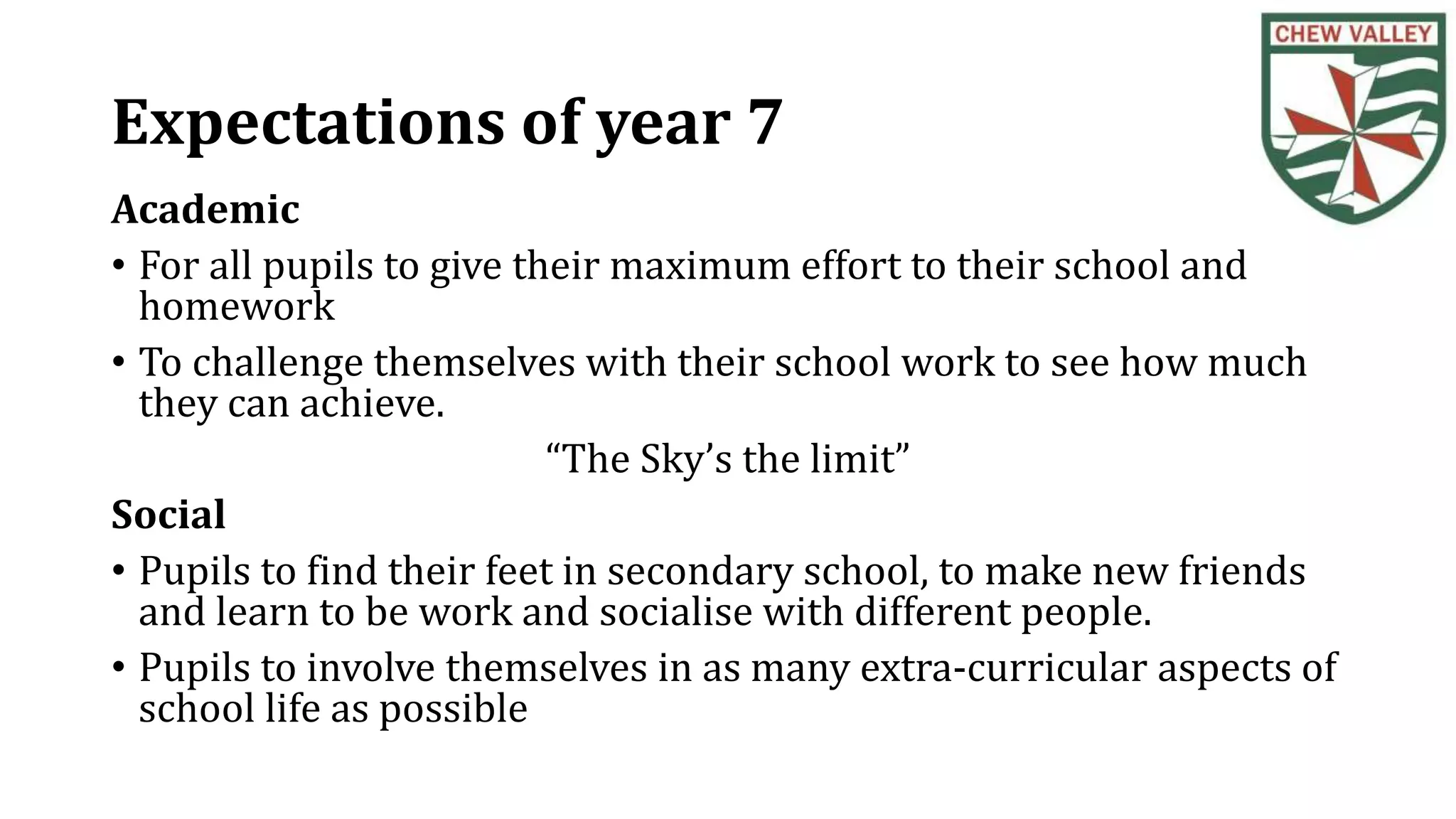 Head of Year 7 Information Evening Presentation | PPTX