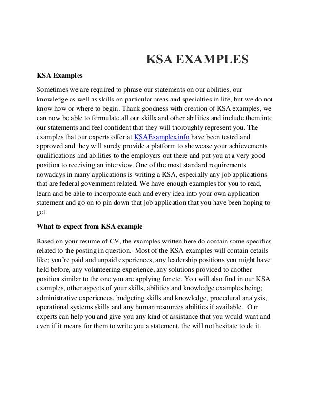 ksa examples ksa examples sometimes we are required to phrase our statements on our abilities - Ksa Resume Examples ksa examples ksa examples sometimes we are required to phrase our statements on our abilities - Ksa Resume Examples