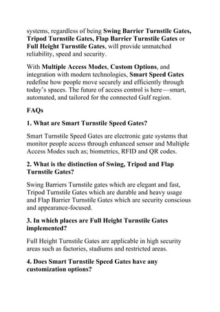 KSA & GCC Enterprises Trust Smart Turnstile Speed Gates for Efficiency.docx
