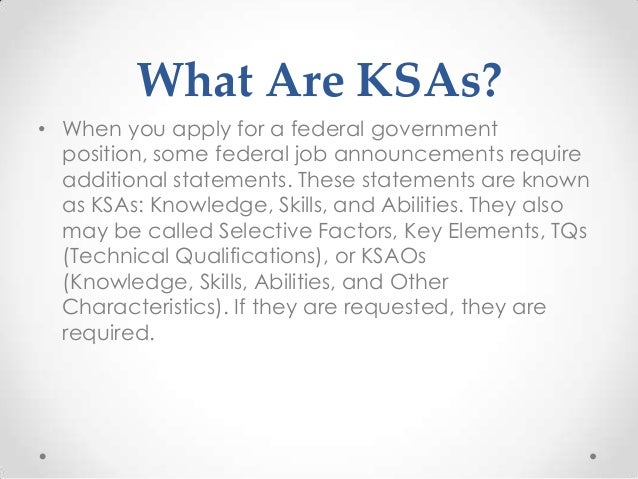 KSAs and Assessments