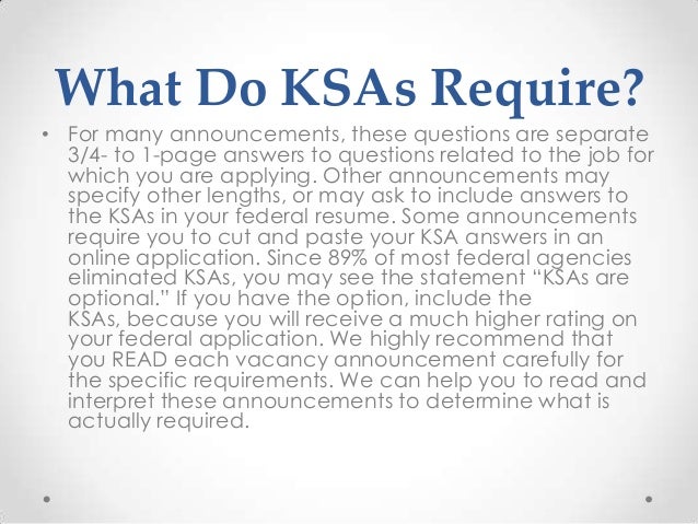 KSAs and Assessments