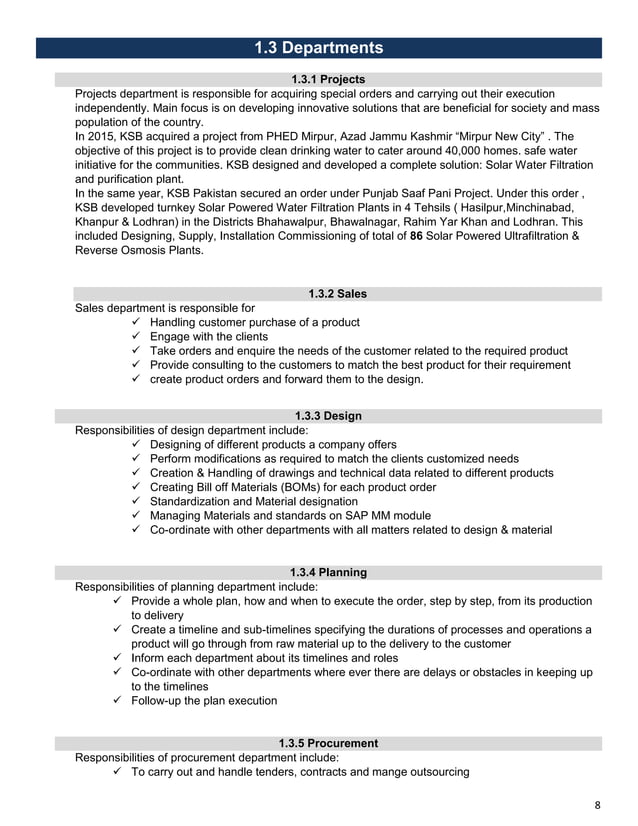 Ksb internship report