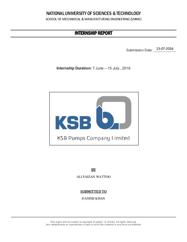 Ksb internship report