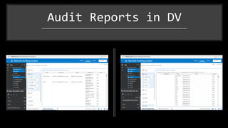Audit Reports in DV
 