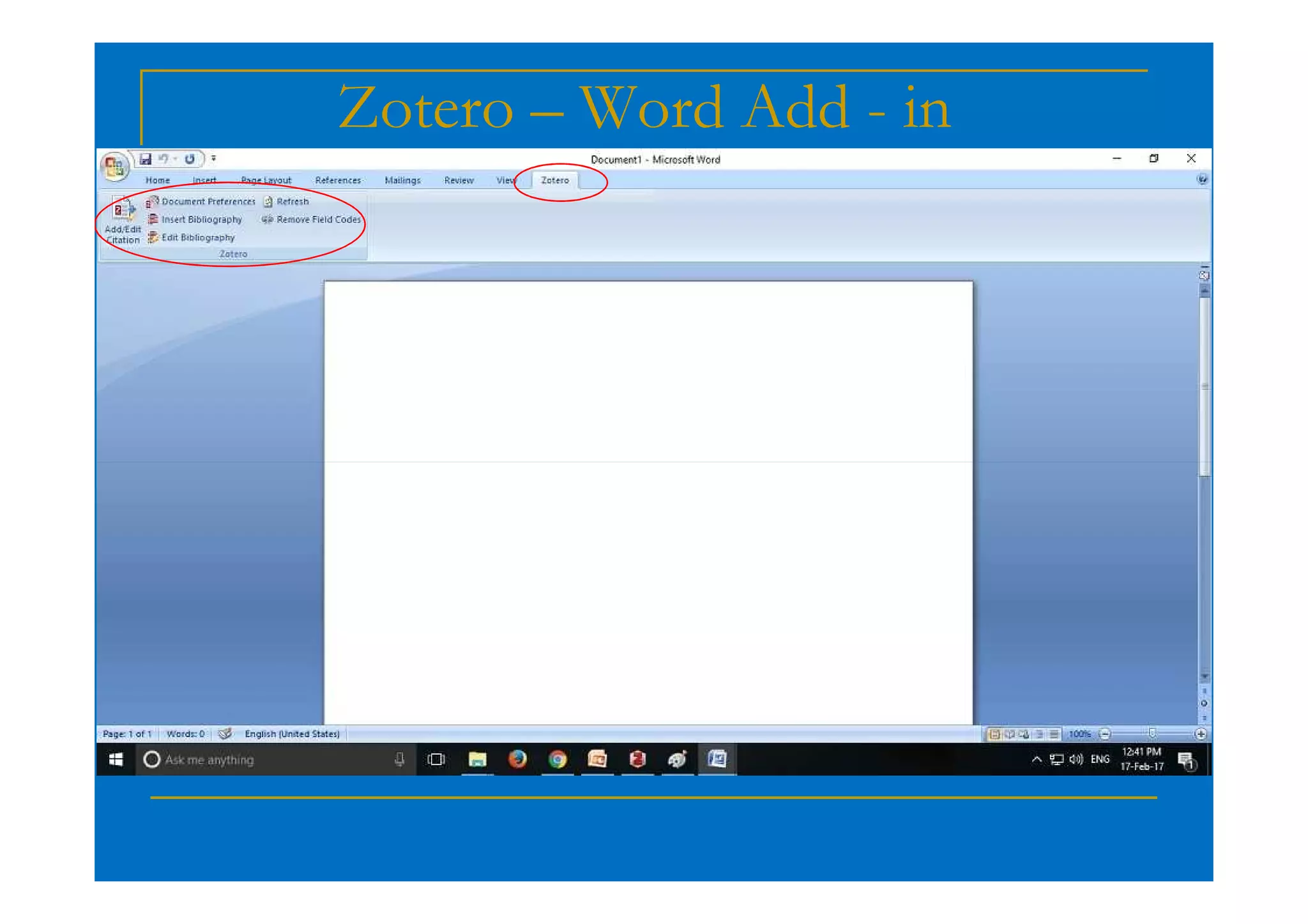 Zotero – Word Add - in
 