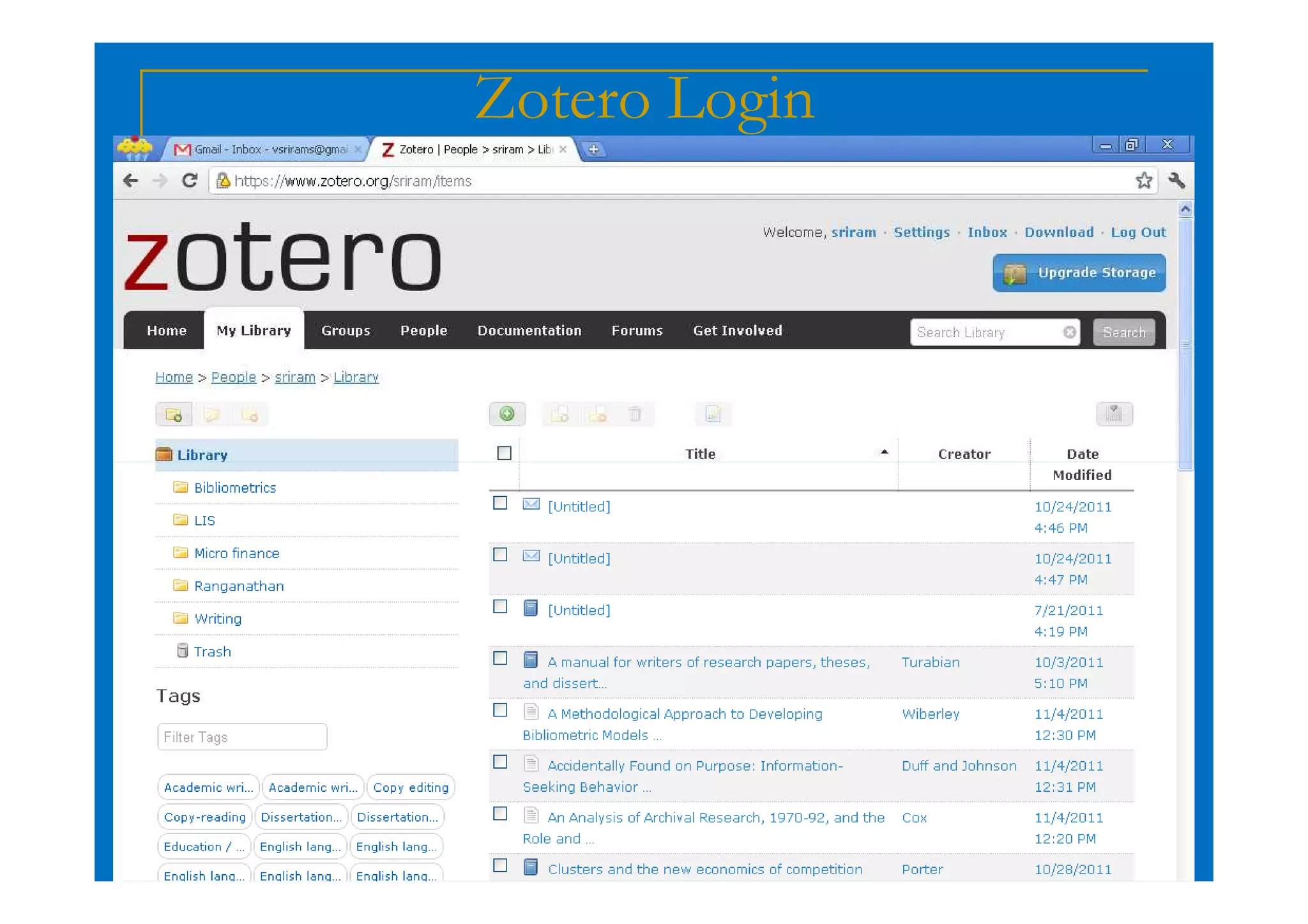 Zotero Login
 