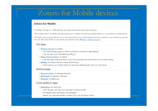 Zotero for Mobile devices
 