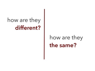 how are they
different?
how are they
the same?
 
