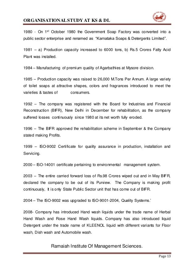 KARNATAKA SOAPS & DETERGENTS LIMITED (KS&DL) Internship report (manoj…