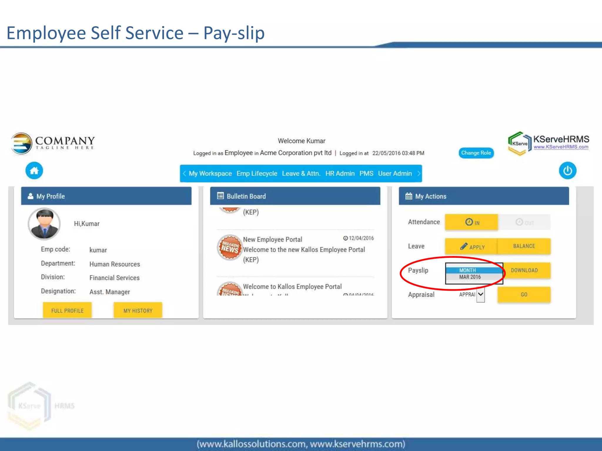 Employee Self Service – Pay-slip
 