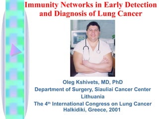 Immunity Networks in Early Detection and Diagnosis of Lung Cancer Oleg Kshivets, MD, PhD Department of Surgery, Siauliai Cancer Center Lithuania The 4 th  International Congress on Lung Cancer Halkidiki, Greece, 2001   
