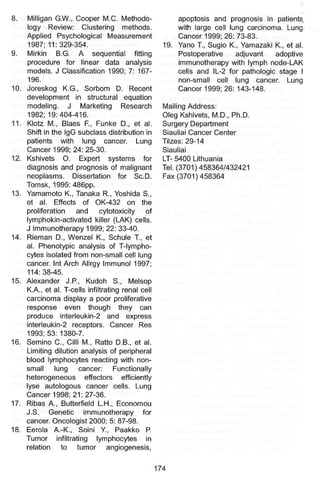 Kshivets O. Lung Cancer: Immune System and Prognosis