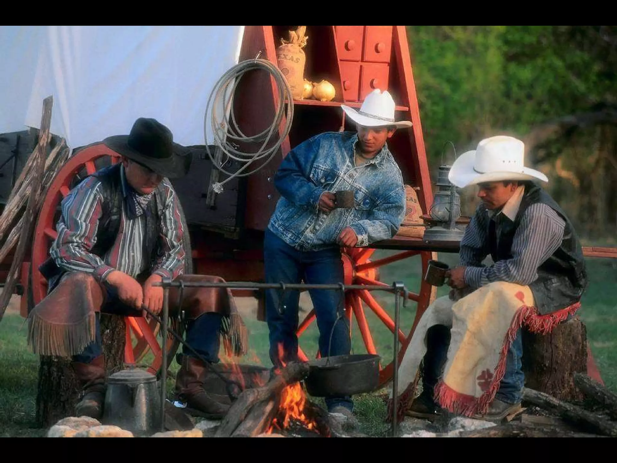 Campfire picture with people talking 