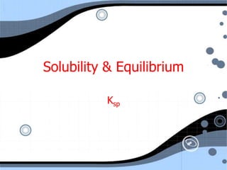 Solubility & Equilibrium
Ksp
 