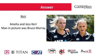 Answer
Kerr
Amelia and Jess Kerr
Man in picture was Bruce Murray
 